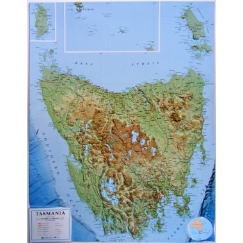L.A.C. Tasmánie - plastická mapa 68 x 88 cm Varianta: bez rámu, Provedení: plastická mapa