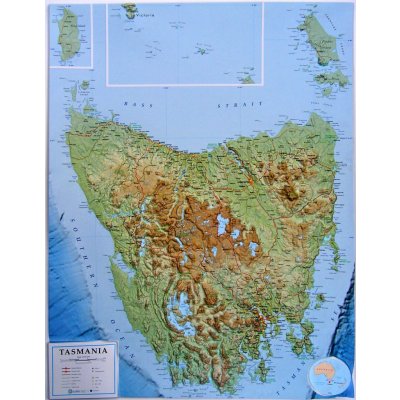 L.A.C. Tasmánie - plastická mapa 68 x 88 cm Varianta: bez rámu, Provedení: plastická mapa