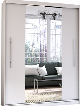 Idzczak Torino 204 cm se zrcadly a posuvnými dveřmi Matná bílá