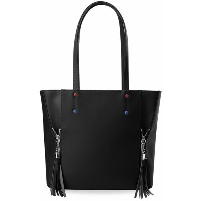 Klasická dámská kabelka abakus ozdobné kameny a třásně jety černá