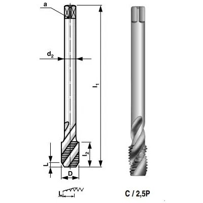 M12 Strojní závitník PN 8/1376, HSS, válcované se šroubovitými drážkami 35° – Hledejceny.cz