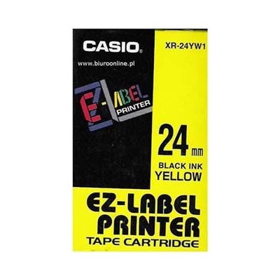 Casio XR-24YW1, 24mm x 8m, černý tisk/žlutý podklad, originální páska – Zboží Mobilmania