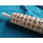 ArtWoodenCorner Dřevěný váleček na těsto 41 cm se zimním a vánočním vzorem – Hledejceny.cz