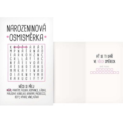 Přání - Narozeninová osmisměrka pro ženu – Zboží Dáma