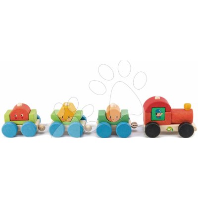 Tender Leaf Toys skládací vláček Happy Train 14dílná souprava s 3 vagony a geometrickými tvary – Zbozi.Blesk.cz