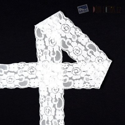 Elastická krajka bílá, 50 mm – Zboží Dáma