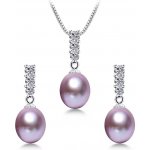 GRACE Silver Jewellery Stříbrná souprava šperků s levandulovou perlou Damaris - stříbro 925/1000 SET2094 – Zboží Dáma