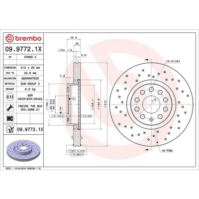Brzdový kotouč BREMBO 09.9772.1X | Zboží Auto