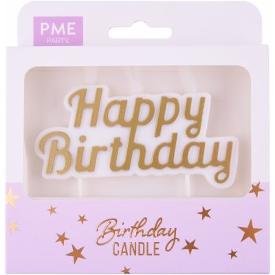 PME Dortové svíčky - HAPPY BIRTHDAY - Zlaté – Zboží Mobilmania