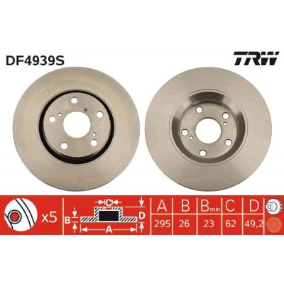 TRW Brzdový kotouč DF4939S – Zboží Mobilmania