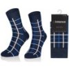 Intenso elegantní pánské vysoké ponožky Vzor 15 Mřížky bílo modré