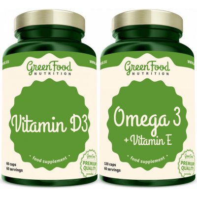 GreenFood Nutrition Omega 3 120 kapslí + Vitamin D3 60 kapslí