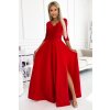 Dámské šaty Numoco Červené krajkové maxi šaty s výstřihem amber 309-8red