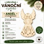 ADVIPO Dřevěná vánoční ozdoba Anděl s hvězdičkami 71 × 42 mm – Hledejceny.cz
