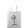 Nákupní taška a košík Ručně malovaná bavlněná taška 42x38 cm - Retro mikrofon jednotahový, bílá