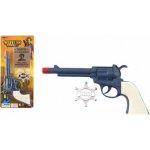 Teddies pistole revolver klapací plast 23x12cm s šerifským odznakem na kartě – Sleviste.cz