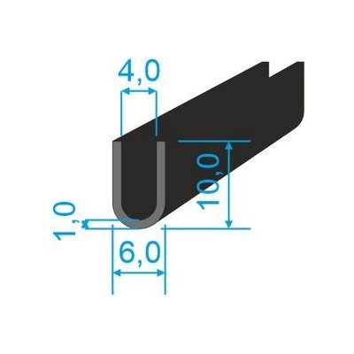 00535174 Pryžový profil tvaru "U", 10x6/4mm, 70°Sh, EPDM, -40°C/+100°C, černý – Zboží Mobilmania