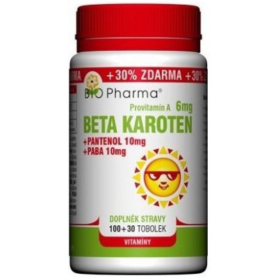 Bio Pharma Beta Karoten 6 mg 130 cps. + Pantenol 10 mg + PABA 10 mg