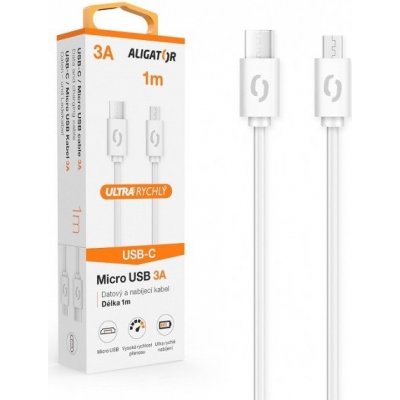 Datový kabel Aligator Power 3A, USB-C/micro USB 1m černý – Zbozi.Blesk.cz