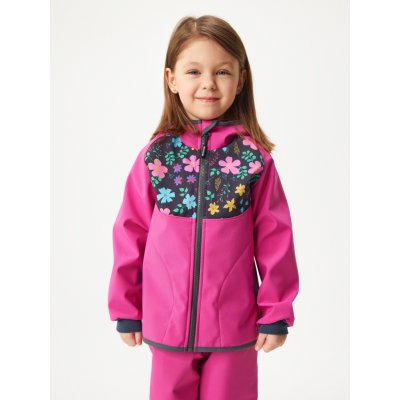 unuo Dětská softshellová bunda s fleecem Basic Fuchsiová Kytičky – Hledejceny.cz