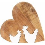Velikonoční dekorace ze dřeva Srdce s kohoutky - 16*15*2 cm