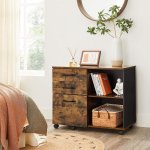 Vasagle Pojízdná kancelářská skříňka 80 x 66 x 40 cm hnědá černá – Zboží Dáma