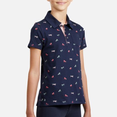 FOUGANZA Dívčí jezdecké polo tričko 140 modré se vzorkem – Zboží Dáma