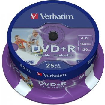 Verbatim DVD+R 4,7GB 16x, AZO, printable, spindle, 25ks (43539)