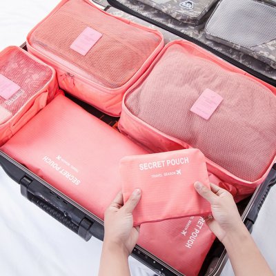 Sada cestovních organizéru do kufru růžová