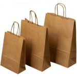 Taška papírová 19 x 8 x 21 cm, kroucené ucho, hnědá – Zboží Mobilmania