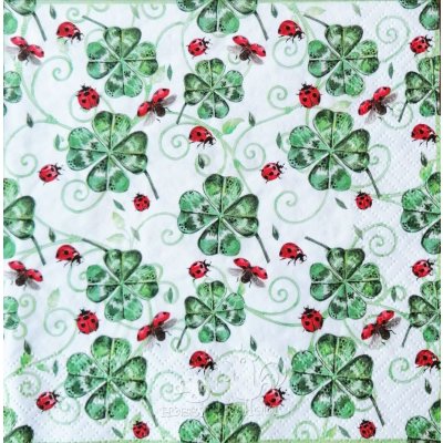 Ubrousek na decoupage vzor 2201 berušky čtyřlístky – Sleviste.cz