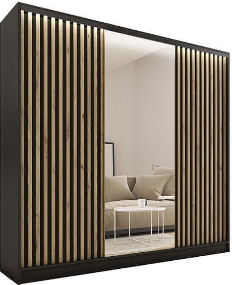 Nejlevnější nábytek Insular 3D 200 se zrcadlem černý mat/dub artisan
