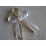 Vývazek atlasový s růžičkou - bílý / béžová 722 – Zboží Mobilmania