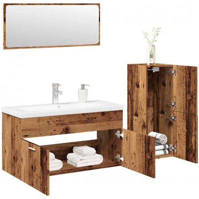 vidaXL 4dílná koupelnová sestava old wood kompozitní dřevo – Zboží Mobilmania