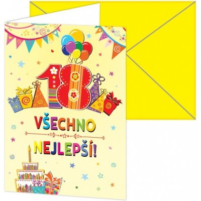 Blahopřání s obálkou Všechno nejlepší 18 – Zboží Živě