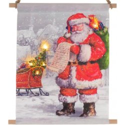 MAXXIVA® 86801 Hängende LED Leinwand inklusive 5 LEDs Wandmotiv Weihnachtsmann 30 x 40 cm