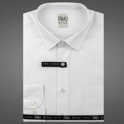 AMJ pánská košile dlouhý rukáv prodloužená délka slim fit s vytkávaným vzorem VDPS001 bílá