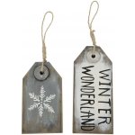 Bílá a šedá antik vánoční ozdoba cedulka Winter - 9*1,5*20 / 9*1,5*16 cm - Chic Antique – Hledejceny.cz