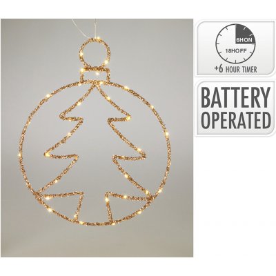 KOOPMAN Kruh se stromkem a LED světlem, 48 cm, zlaté třpytky (2 varianty) – Hledejceny.cz