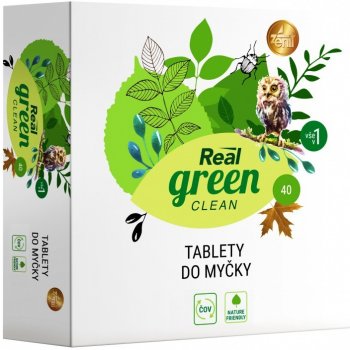 Real Green Clean bezfosfátové tablety do myčky All in 1 40 ks