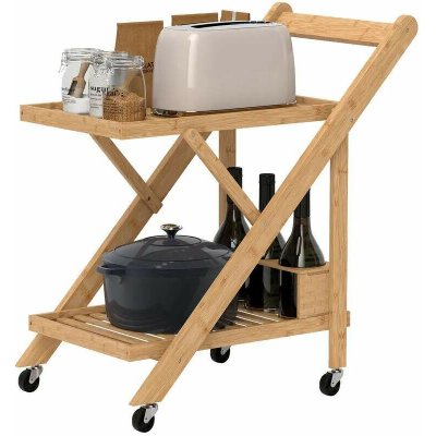 Servírovací stolek kolečka masivní bambus přírodní NoBi LISABON – Zboží Dáma