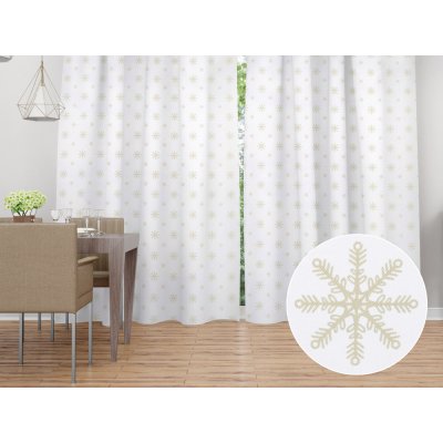 Biante Dekorační závěs TF-102 Vánoční béžové vločky na bílém 140x140 cm – Hledejceny.cz