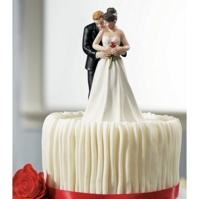 Weddingstar Figurka na svatební dort Romantické objetí - nevěsta drží růži