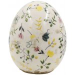 Béžové antik keramické vajíčko s květy Cavaillon - Ø 9,5*11,5 cm - Chic Antique – Hledejceny.cz