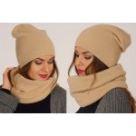Fashionweek moderni zimní set čepice a šála pletený tunel ZIZI20 Béžový – Zboží Mobilmania