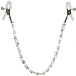 CalExotic silver Crystal Chain Nipple Clamps