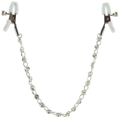 CalExotic silver Crystal Chain Nipple Clamps – Zboží Mobilmania