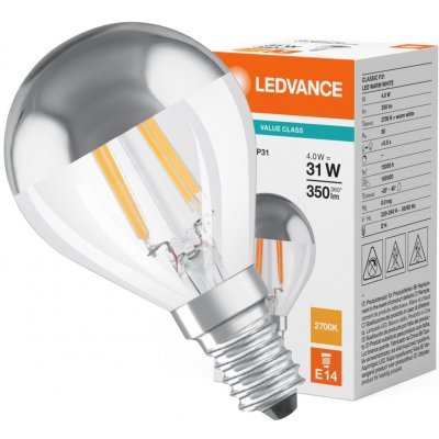 LEDVANCE Osram LED CLASSIC P 31 MIR S P 4W 827 FIL SIL E14 – Hledejceny.cz