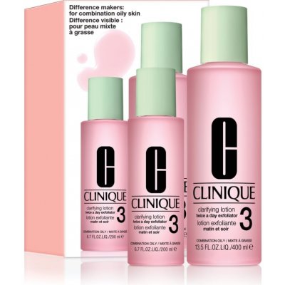 Clinique Difference Makers 3 Steps Clarifying Lotion 3 tonikum pro mastnou a smíšenou pleť 400 ml + 3 Steps Clarifying Lotion 3 tonikum pro mastnou a smíšenou pleť 200 ml dárková sada – Hledejceny.cz