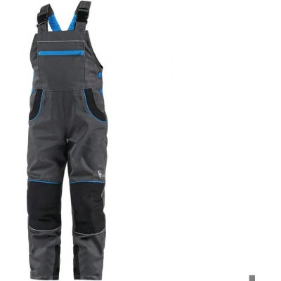 CXS Kalhoty pracovní s laclem dětské PHOENIX CASPER barva šedo-modré – Zboží Mobilmania